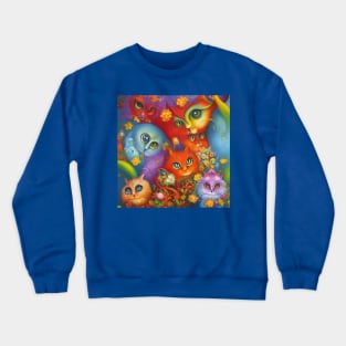 Colorful Crazy Kitty Cat Kitten Collage Crewneck Sweatshirt